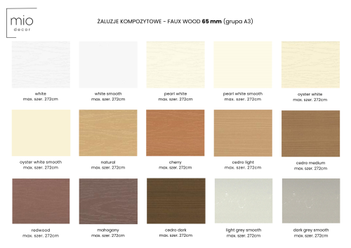 Żaluzja FAUX WOOD (kompozytowa) 50mm/65mm Barion